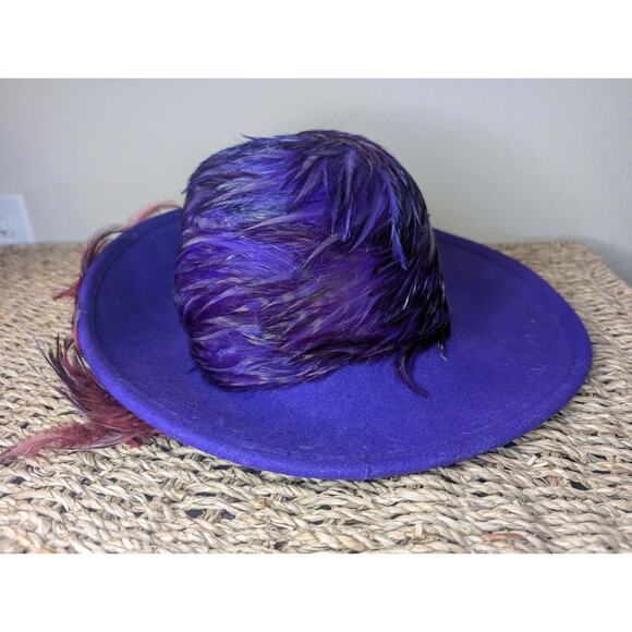 Vintage Mr John\'s 100% Wool Hat Purple Feathers Special Occasion Derby Pimp main image 9